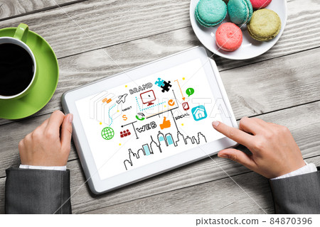 Businesswoman and her business notes Businesswoman and her business notes 84870396