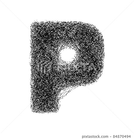 Decorative letter p made of particles isolated on white background. Vector illustration Decorative letter p made of particles isolated on white background. Vector illustration 84870494