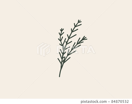 Vector illustration of a hand drawn branch isolated on pastel beige background 84870532