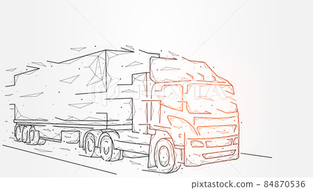 Abstract vector illustration of moving truck, transport or logistics banner template, banner or background, trucking concept. 84870536