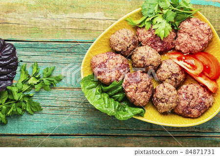 Homemade dietary meatballs. 84871731
