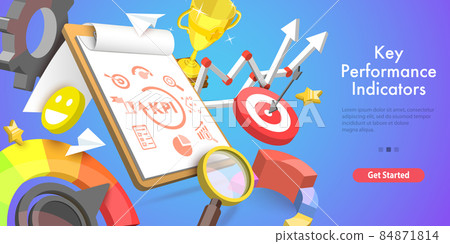 3D Vector Conceptual Illustration of Key Performance Indicators,. 3D Vector Conceptual Illustration of Key Performance Indicators,. 84871814