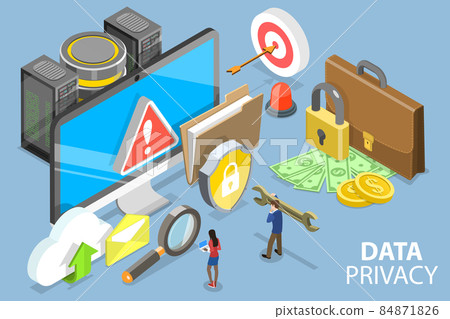 3D Isometric Flat Vector Conceptual Illustration of Data Protection Privacy. 3D Isometric Flat Vector Conceptual Illustration of Data Protection Privacy. 84871826