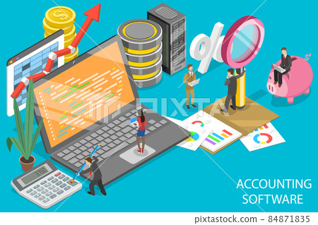 3D Isometric Flat Vector Conceptual Illustration of Accounting Software. 84871835