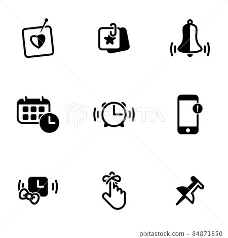 Set of simple icons on a theme Reminder, notice, attention, vector, set. White background Set of simple icons on a theme Reminder, notice, attention, vector, set. White background 84871850