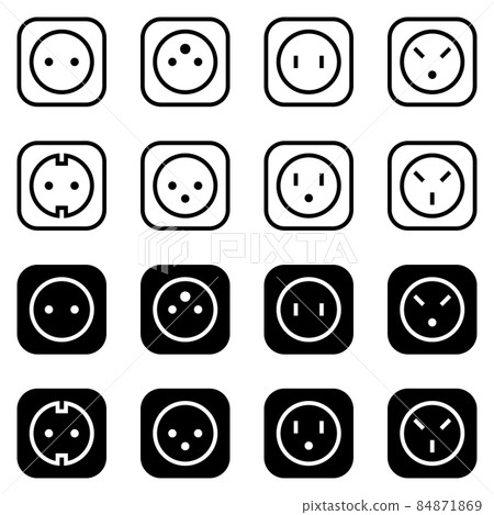 Set of simple icons on a theme power socket, vector, set. White background Set of simple icons on a theme power socket, vector, set. White background 84871869