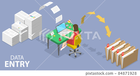 3D Isometric Vector Conceptual Illustration of Data Entry Specialist. 3D Isometric Vector Conceptual Illustration of Data Entry Specialist. 84871928