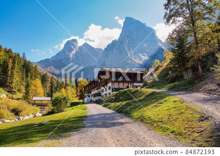 Hiking at Wilder Kaiser Mountains in the Austrian region of Tirol, Tyrol Austria Hiking at Wilder Kaiser Mountains in the Austrian region of Tirol, Tyrol Austria 84872193