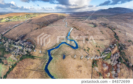Aerial view of the Owencarrow Railway Viaduct by Creeslough in County Donegal - Ireland 84872699