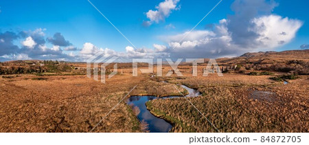 Aerial view of the Owencarrow Railway Viaduct by Creeslough in County Donegal - Ireland 84872705