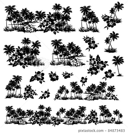 Aloha pattern material collection vector of palm tree, 84873483