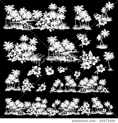 Aloha pattern material collection vector of palm tree, Aloha pattern material collection vector of palm tree, 84873484