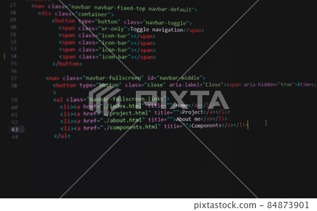 developer software source code on monitor screen. writing script of software developer. program coding. programmer editing code background. Technology background close up shot. developer software source code on monitor screen. writing script of software developer. program coding. programmer editing code background. Technology background close up shot. 84873901