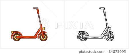 Scooter coloring page for kids. Kick scooter 84873995