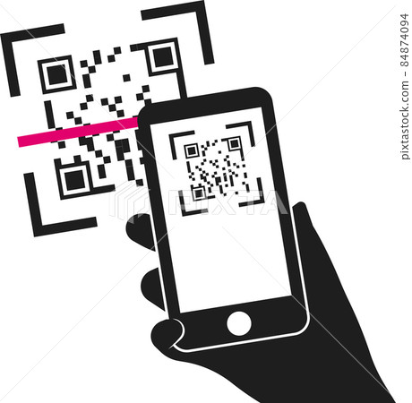 Scan the QR code on your smartphone. Vector image. 84874094