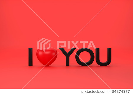 Text and pink heart for wording I Love you. valentine's concept 84874577