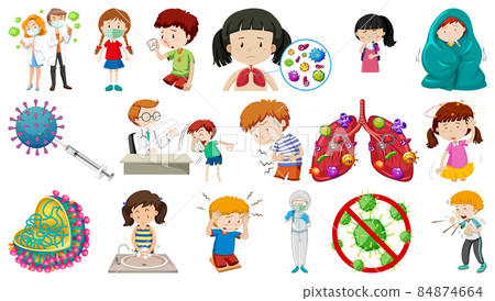 Set of sick people with different syptoms 84874664