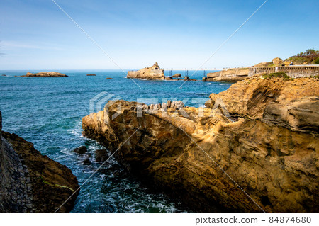 Rock of the Virgin and seaside in biarritz 84874680