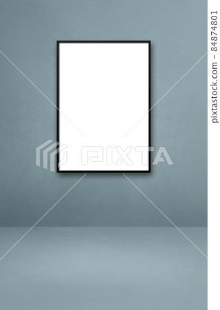 Black picture frame hanging on a grey wall - Stock Illustration ...