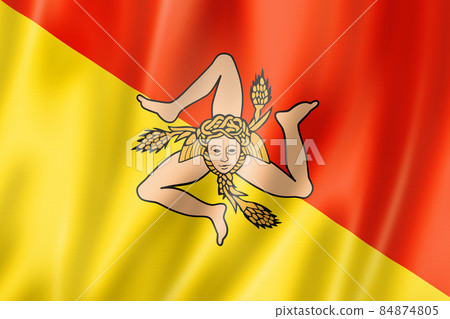 Sicily region flag, Italy 84874805