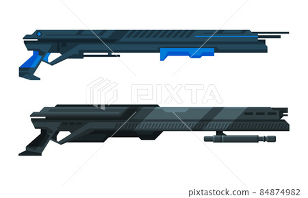 Fictional Space Gun or Blaster as Universe Energized Weapon Vector Set 84874982