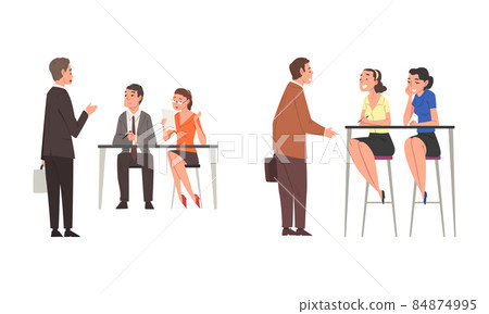 Job Interview with HR manager Meeting the Candidate Having Conversation Vector Set 84874995