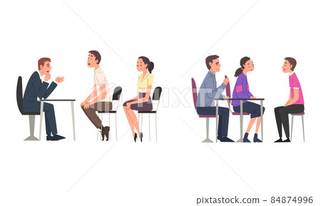 Job Interview with HR manager Meeting the Candidate Having Conversation Vector Set 84874996