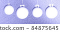White Christmas balls cut out on a lilac color metal background. illustration of a trending color very peri 84875645