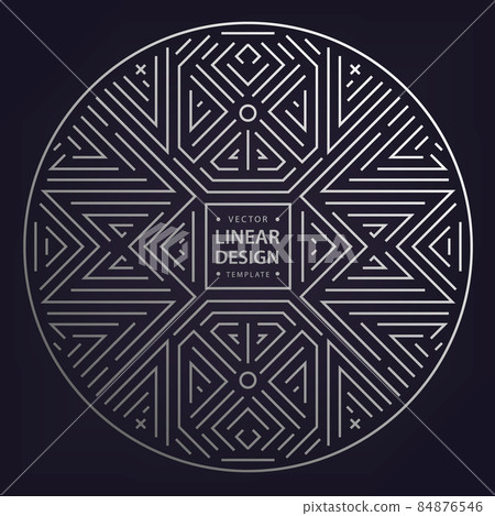 Vector art deco linear circle, round border, frame. Creative template in classic retro style of 1920s. Use for packaging, advertising Vector art deco linear circle, round border, frame. Creative template in classic retro style of 1920s. Use for packaging, advertising 84876546