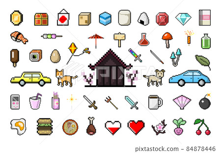 Set of Pixel Game Icons 84878446