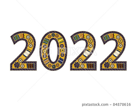 Happy new year 2022. Beautiful drawn numbers. 84878616