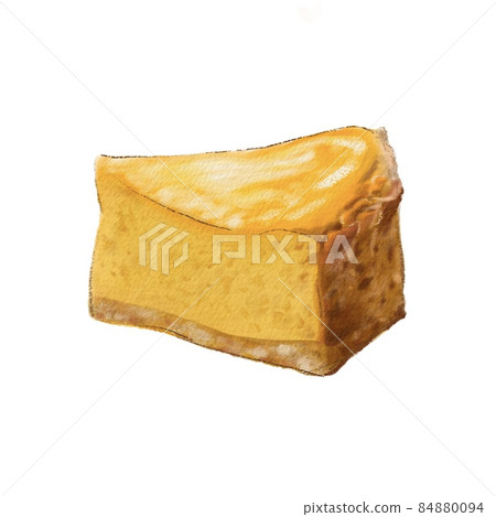 Baked cheesecake with a visible cross section (slice) Baked cheesecake with a visible cross section (slice) 84880094