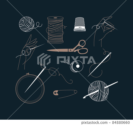 Sewing symbols blue Sewing symbols blue 84880660