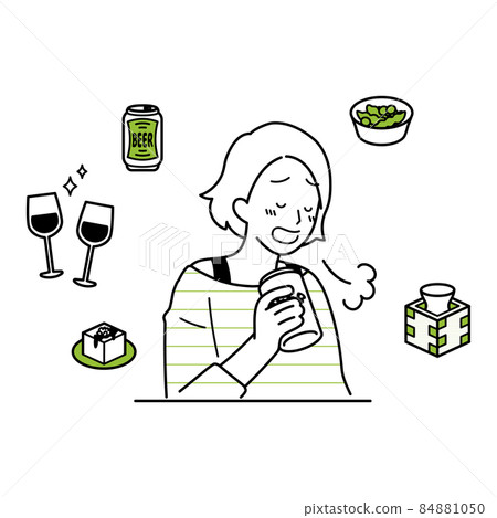 一個女人喝酒的插圖 84881050