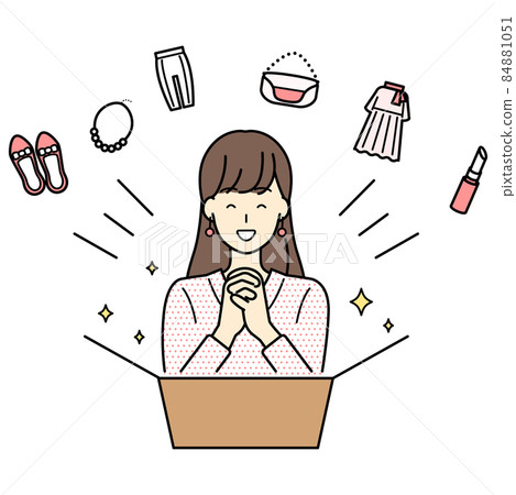 Illustration of the upper body of a woman shopping 84881051
