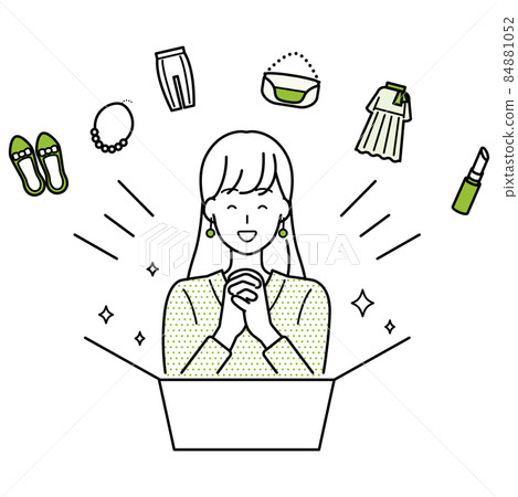 一個女人購物的上半身的插圖 84881052