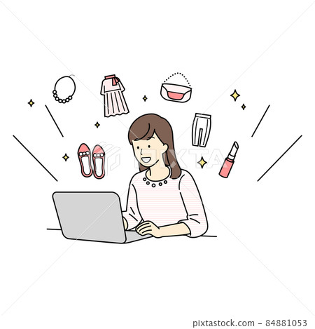 Illustration of the upper body of a woman shopping 84881053