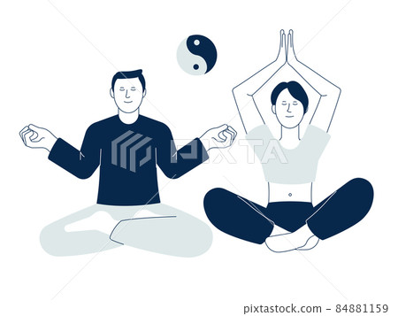 Couple in meditation. Man meditating, quiet person on yoga training. Business mind cleaning, concentration and find ideas 84881159