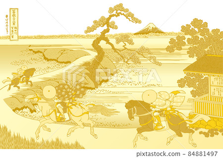 葛飾北齋圖像隅田川關谷佐藤金白色背景與標題 葛飾北齋圖像隅田川關谷佐藤金白色背景與標題 84881497