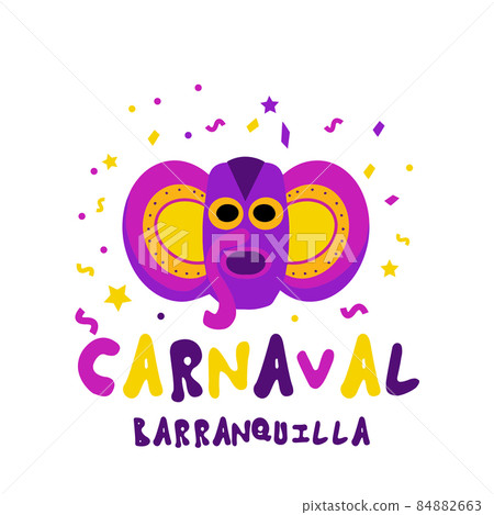 Barranquilla Carnival Poster. Carnival party masquerade template for your design. Vector illustration Barranquilla Carnival Poster. Carnival party masquerade template for your design. Vector illustration 84882663