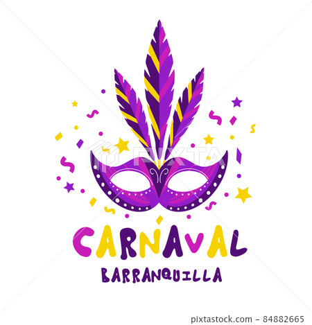 Barranquilla Carnival Poster. Carnival party masquerade template for your design. Vector illustration Barranquilla Carnival Poster. Carnival party masquerade template for your design. Vector illustration 84882665