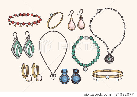 Collection of jewelry set with precious stones Collection of jewelry set with precious stones 84882877