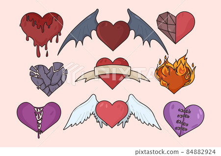 Collection of various heart shapes for valentine  84882924