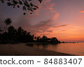 view of sunset on the beach at Koh Yao Yai, Phang Nga, Thailand 84883407