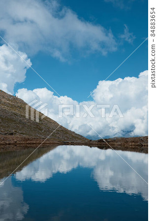 landscape, mountain lake at dawn, water surface, reflection in the water, mountain background and fog landscape, mountain lake at dawn, water surface, reflection in the water, mountain background and fog 84883654