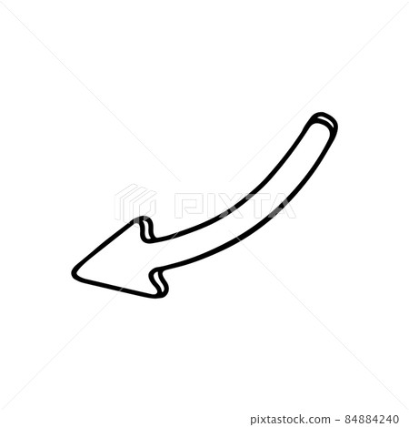 Black and white back arrow, cursor to indicate direction in doodle sketch vector 84884240