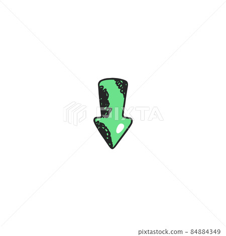 Map direction arrow pointing down, hand drawn vector illustration isolated. 84884349