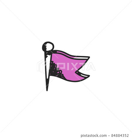 Pin flag icon or symbol in sketch vector illustration isolated on white Pin flag icon or symbol in sketch vector illustration isolated on white 84884352