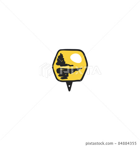 Map or stationery pin icon or symbol, hand drawn vector illustration isolated. 84884355