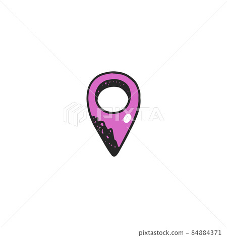 Map pin icon or route pointer mark, hand drawn vector illustration isolated. Map pin icon or route pointer mark, hand drawn vector illustration isolated. 84884371